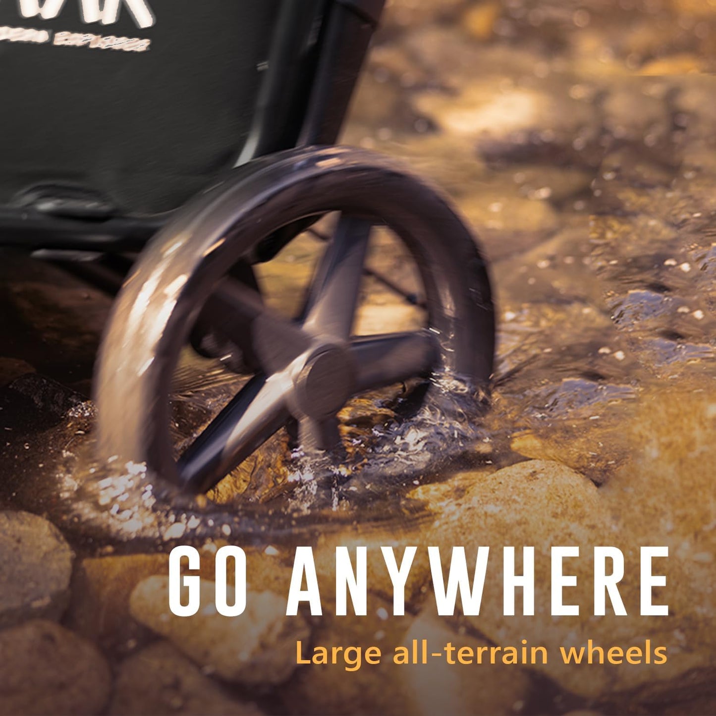 400lbs Large Capacity Collapsible Wagon Cart,Folding Utility Heavy Duty,All Terrain Big Wheels for Garden Camping Sports Outdoor Shopping, Black