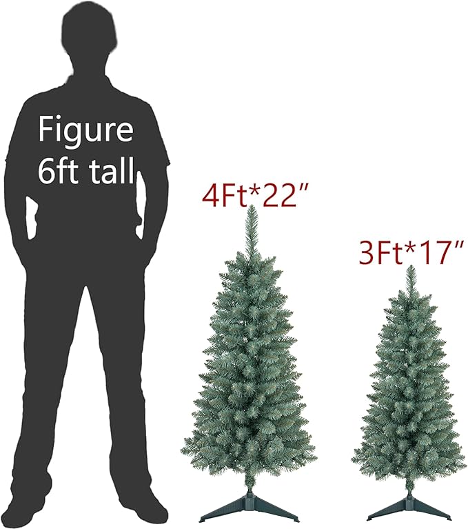 Pre-Lit Artificial Christmas Tree 4Ft, Battery Operated Desktop Xmas Tree with 70 LED 210 Branch Tips Mini Christmas Tree Decoration Indoor Outdoor