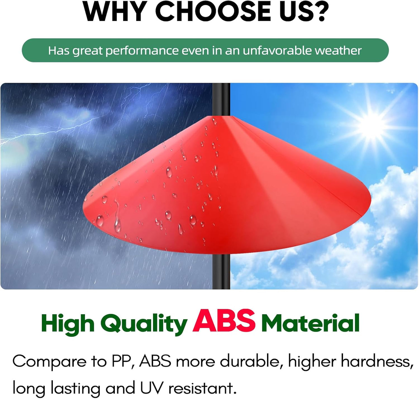 24-inch Large Squirrel Proof Bird Feeders for Outside Hanging, Outdoor Squirrel Baffles for Bird Feeders Pole, Red Color