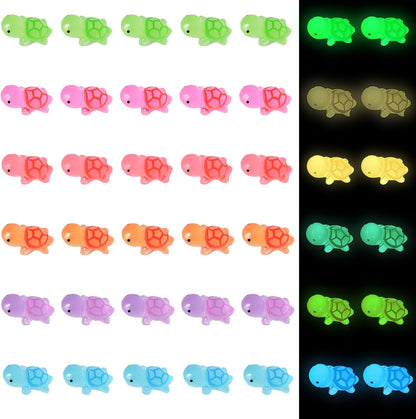 Luminous Mini Turtle Figurines - Glow in The Dark, 50 PCS, 6 Colors, Miniature Moss Landscape Decoration