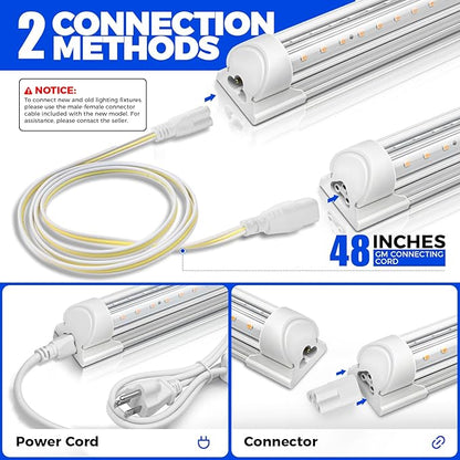 Barrina 3FT T8 Grow Light, 180W(6 x 30W), 1000W Equivalent, Full Spectrum, Plant Light, Growing Lamp Fixture, LED Grow Light Strips, for Indoor Plant, Greenhouse, Linkable Design, Yellow, 6-Pack