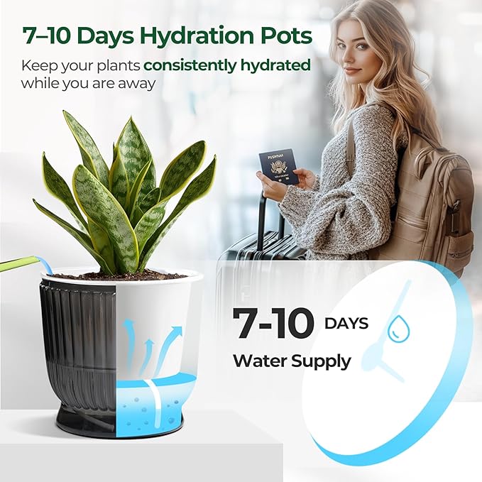 T4U 4 Inch Self Watering Plant Pot, 4 Pack Self Watering Pots, Small Self Watering Planter with Reservoir for Indoor Plants, African Violets (4 Pack 4" Pots, Translucent Gray)