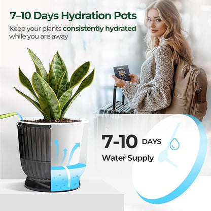 T4U 4.8 Inch Self Watering Plant Pot, 4 Pack Self Watering Pots, Self Watering Planter with Reservoir, Small Self Watering Pots for Indoor Plants, African Violets (4 Pack 4.8", Translucent Gray)