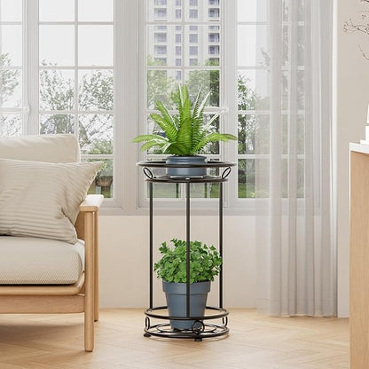 Plant Stand Indoor Outdoor - Metal Planter Holder Shelf Tall Tiered Flower Pot Display Organizer Rack for Garden, Patio, Living Room, Bathroom, Office (Black)