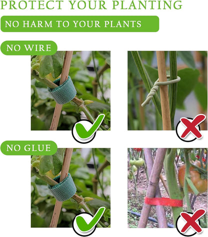 Green Garden Ties|Plant Ties for Climbing Plants 100 feet x1/2‘’in 3 Rolls|Plant Supports for Effective Growing Strong |Green-Recycled Plastic Garden Twine & Twist Ties for Tomato Stakes