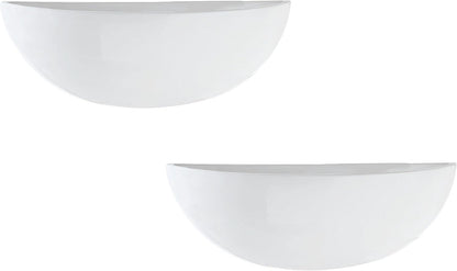 MyGift White Ceramic Wall Planters for Indoor Plants, Half Bowl Hanging Vase, Wall Mounted Succulent Planters, Set of 2