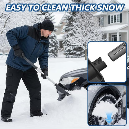 Extra Long 61.5" Ice Scrapers for Car Windshield, Extendable Snow Shovel and Snow Brush for Trucks with 180° Pivoting Brush Head, Portable Winter Snows Removal Tools for Trucks Cars SUVs Vehicle