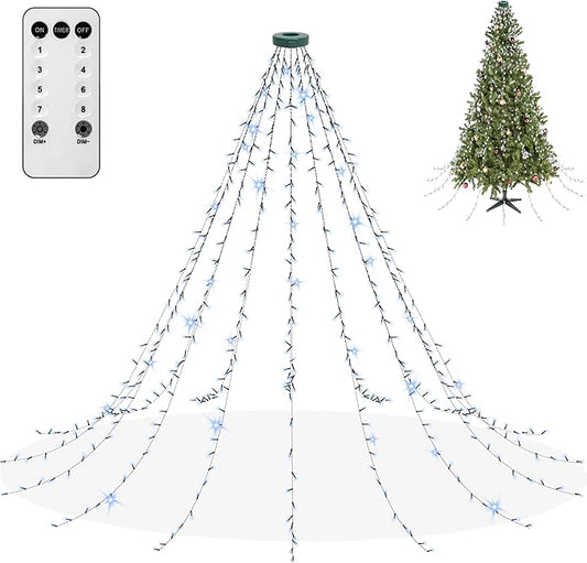 Christmas String Lights for Tree, Christmas Tree Lights 480 LEDs with Memory Function & 8 Lighting Modes, 9.84FT x 16 Lines Fairy Light with Remote & Timer for Christmas Tree Decorations - Cold White