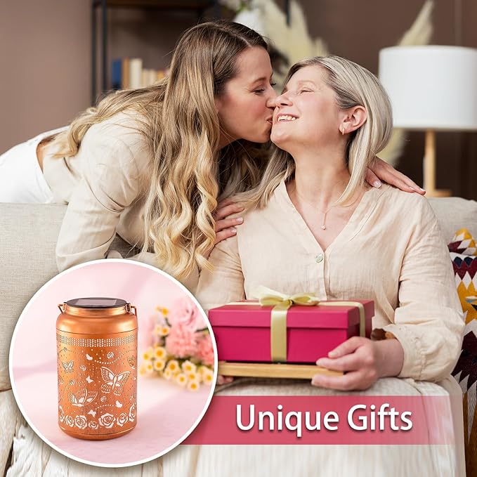 Butterfly Solar Lanterns Outdoor Hanging Waterproof Solar Lights Butterfly Gifts for Women Men Metal Butterflies Decorative LED Lanterns for Outside, Patio, Landscape, Yard Decor, Garden Decorations