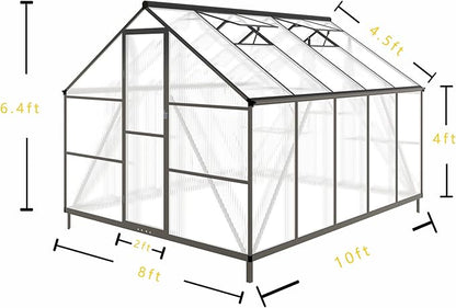 8x10 FT Greenhouse for Outdoors,Green House for Outside,Dark Gray