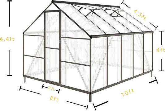 8x10 FT Greenhouse for Outdoors,Green House for Outside,Dark Gray