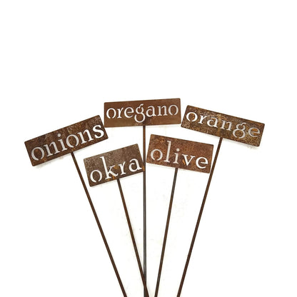 Classic Metal Garden Markers 19 Inches Tall (olive, Naturally Rusted)