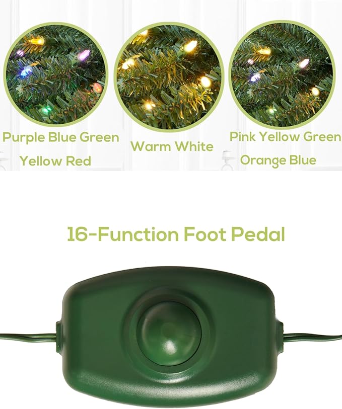 Pre-lit Christmas Tree 7.5FT Premium Spruce Artificial Remote Control with 1000 Dual Color LED Lights, Full Hinged Fir Xmas Tree Multicolor and White Lights 7.5 Feet Outdoor