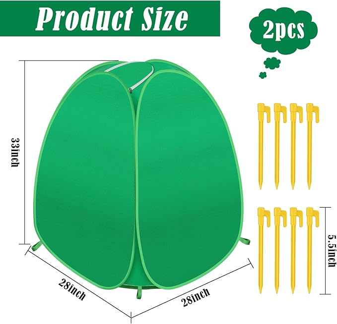 2 Pack Plant Covers Freeze Protection, 28x28x33 Winter Shrub Frost Covers for Outdoor Plants, Warm Plant Protectors Tent for Protecting Fruit Tree Potted Plants and Shrub from Freezing Animals Eating