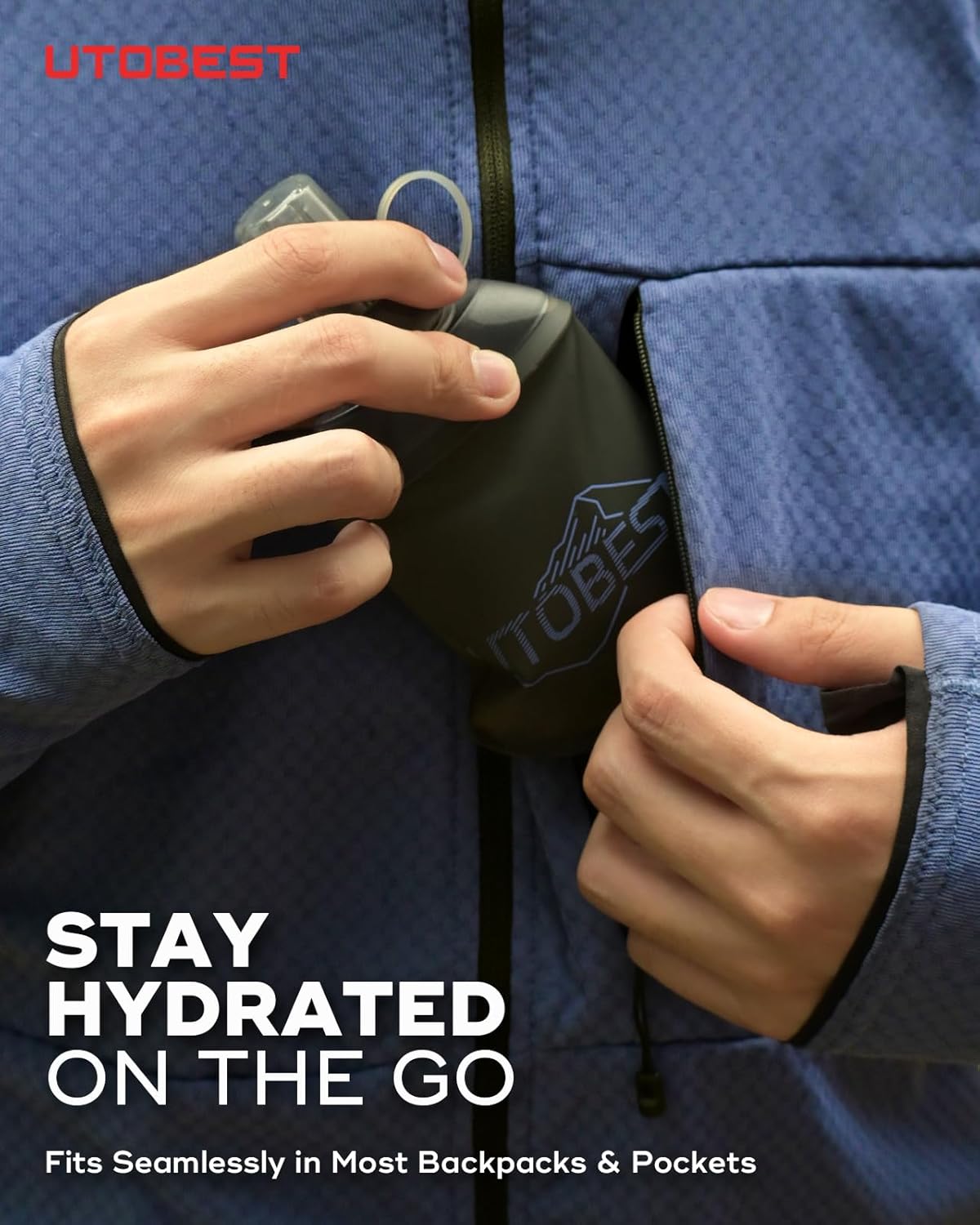 UTOBEST 150ml Soft Flask, 2 Pack Flexible TPU Hydration Water Bottle, Collapsible with 28mm Caliber for Running, Hiking, Cycling, Climbing, and Marathon Purple