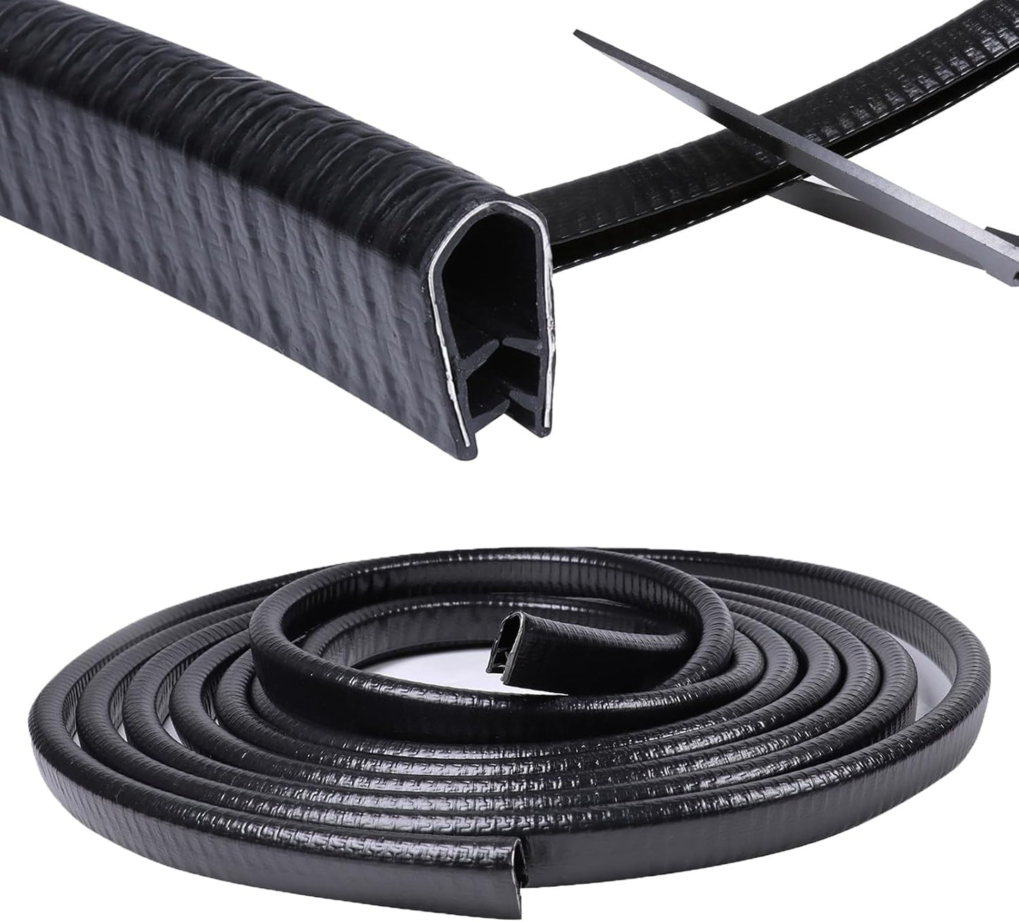 Edge Trim Black U-Channel Rubber Trim Edge with Metal 1/2" X 3/8" - Fit Gap 3/64" to1/4 Car Door Edge Sealing Strip, PVC Weather Stripping with Steel, Metal Edge Protector, 32FT