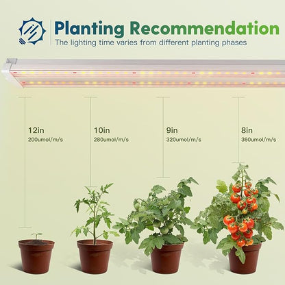 FREELICHT 1 Pack 4ft LED Grow Light with Timer, 60W (350W Equivalent), Sunlike Full Spectrum Integrated Plant Light for Hydroponic Indoor Plant Seedling Veg and Flower, Plug in with 3 Timing Modes