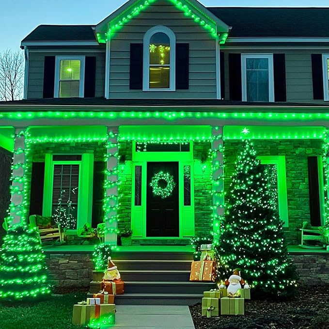 75.8 FT 200 LED Green Christmas String Lights Outdoor & Indoor, Memory Function & Timer & 8 Modes, Extendable Ultra Bright Green Wire Waterproof Mini Lights for Christmas Tree Yard Holiday Party Decor