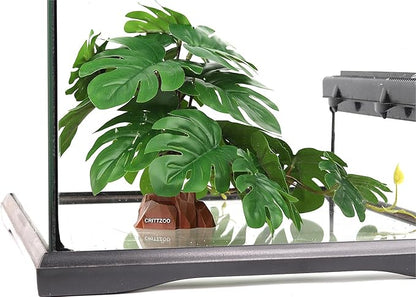 Reptile Fake Plants for Terrarium Decor, Snake Tank Accessories for Leopard Gecko Ball Python Bearded Dragon Crested Gecko Tortoise Frog Lizard Spider - Fake Monstera