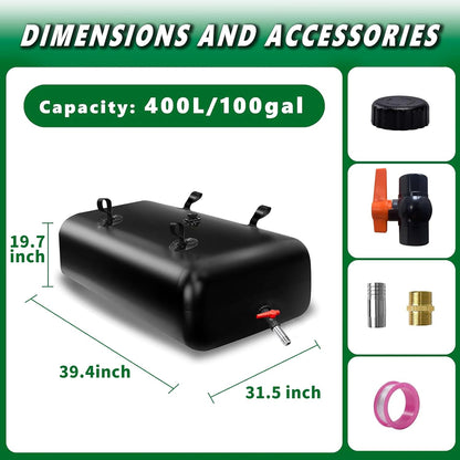 400 L/100 gal Water Bladder Storage Containers, Foldable Portable Water Tank Large Capacity Soft Water Bag, Drought Resistance, Fire Prevention, Emergency Water