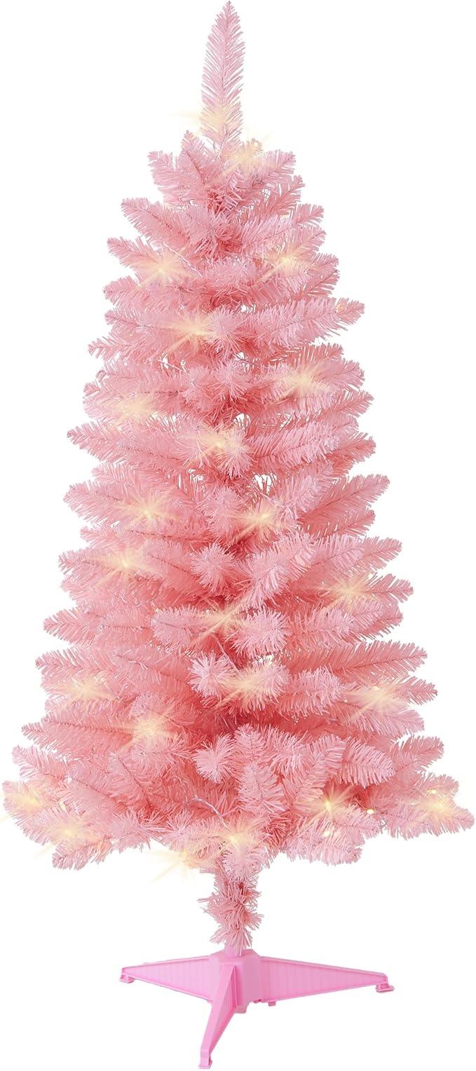 Pre-Lit Artificial Christmas Tree 4Ft, Battery Operated Desktop Xmas Tree with 70 LED 210 Branch Tips Mini Christmas Tree Decoration Indoor Outdoor