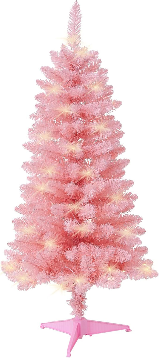 Pre-Lit Artificial Christmas Tree 4Ft, Battery Operated Desktop Xmas Tree with 70 LED 210 Branch Tips Mini Christmas Tree Decoration Indoor Outdoor