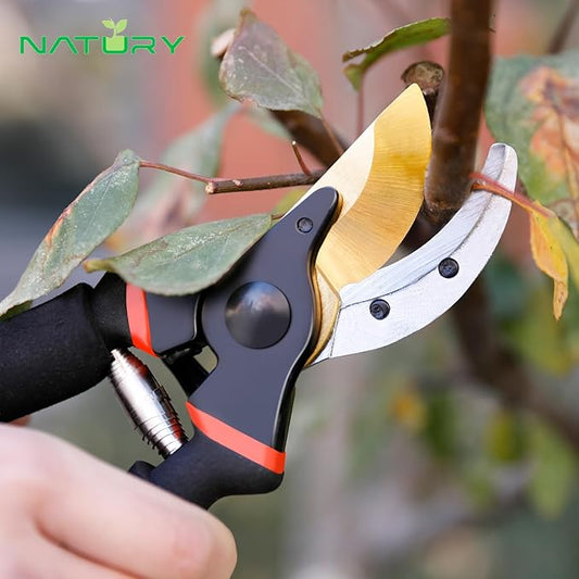 Bypass Pruning Shears Set with Garden Snips and Soil Moisture Meter – Premium Titanium Pruning Shears Heavy Duty, Micro-Tip Flower Shears – Professional Pruning Shears for Gardening