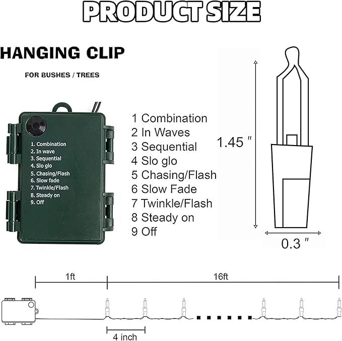 NEROSUN Multi-Colored Battery Operated Christmas Lights, 2 Pack Total 100LED 32FT Waterproof String Christmas Tree Lights with 8 Modes, Xmas Decorations for Indoor Outdoor Yard Wedding Home Decor