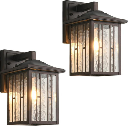 Outdoor Wall Light, Matte Brown Porch Light Fixtures, Waterproof Outside Wall Lantern, Anti-Rust Exterior Wall Mount Sconce with Water Glass for House Garage Patio