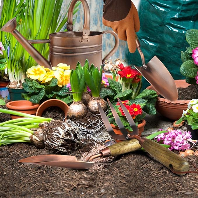 1 Gallon Galvanized Steel Watering Can with 3 Pcs of Garden Tools, 1 Pc of Pruning Shear, 1 Pair of Gardening Gloves，1 Pc of Garden Tools Organizer Tote