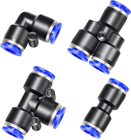 TAILONZ PNEUMATIC 14mm od Push to Connect Fittings Pneumatic Fittings Kit 2 Spliters+2 Elbows+2 tee+2 Straight (8 pcs)
