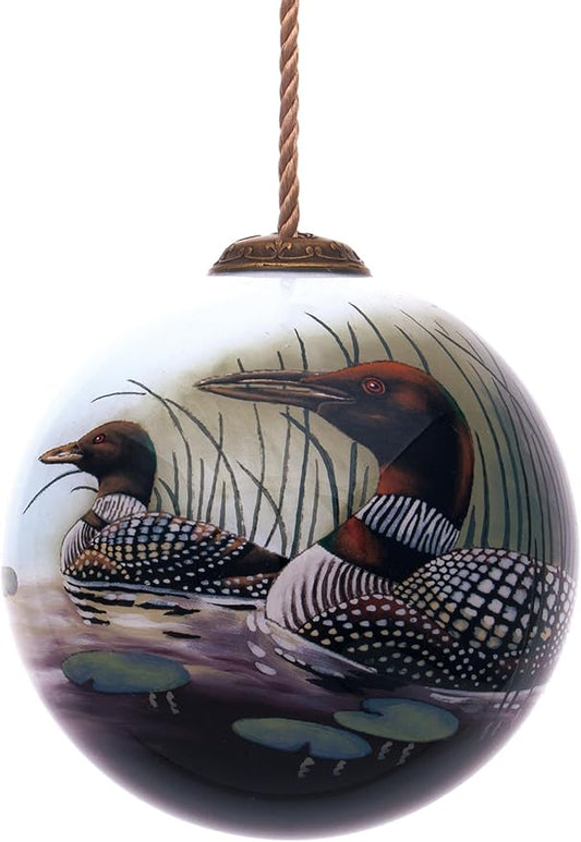 Loon Christmas Ornament – Hand-Painted Glass Loon Ornament for Christmas Tree – Wildlife Holiday Ornament with Common Loon Design – Nature Ornament for Bird Lovers