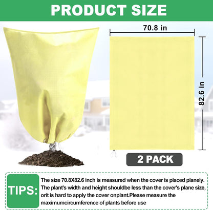 Winter Tree Covers Freeze Protection, 2 Pack 70.8" X 82.6" Plant Covers for Winter Cold Weather Frost Cloths for Outdoor Plants Fruit Tree with Zipper Drawstring, Shrubs Trees Jacket Covers
