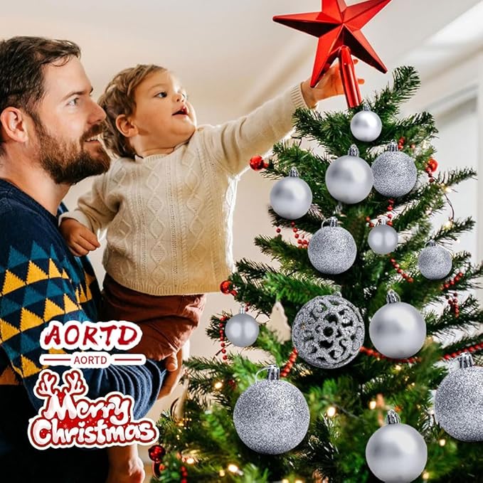 100-Pack Christmas Ball Ornaments for Tree,Shatterproof Plastic Holiday Baubles Set in Assorted Sizes and Finishes, Christmas Tree Decorations for Home, Office, Party, Indoor Outdoor Use