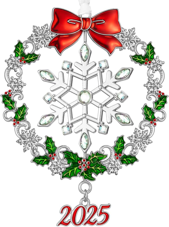 Christmas Tree - 2025 Rotation Snowflake Hanging Ornaments Pendant of Car Charm Holiday Keepsake Gift Home Decor (Snowflake Silver)