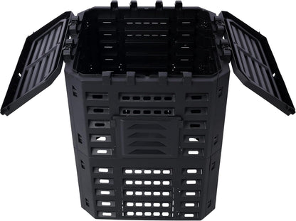 Black Garden Composter Bin - 90 Gallons (340Liter) of Recycled Plastic for Easy Assembly & Aerating Composting – Create Fertile Soil with Lightweight Outdoor Compost Box
