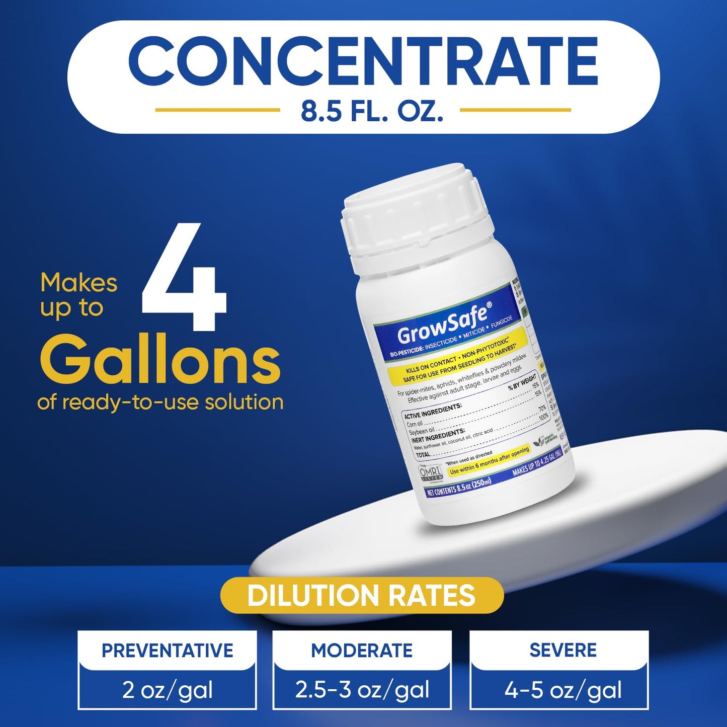 GrowSafe Bio-Pesticide, Organic and Natural Miticide, Fungicide and Insecticide (8.5 fl.oz)