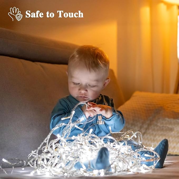 180FT 500LED Extra-Long String Lights Indoor Outdoor Clear Wire, Cold White Christmas String Lights, Plug in Twinkle Fairy Light With Timer and Memory For Wedding Patio Tree Yard Christmas Decorations