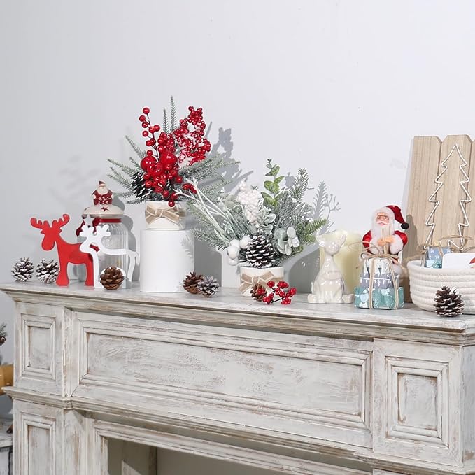 Small Mini Tabletop Christmas Tree,12" Artificial Little Potted for Christmas Decor, for Home Indoor Hliday Party Xmas Decor (Red/Green/White).