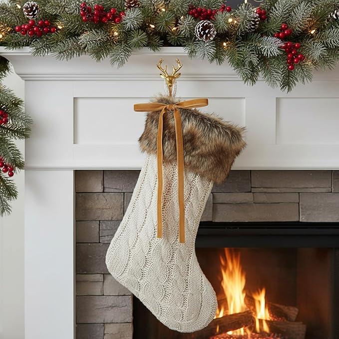 36 Pcs Velvet Christmas Tree Bows Decor, Vintage Wreath Bow for Christmas Garland, Gift Wrapping, Xmas Tree, 3/8'' Wide, 5 * 7 inch (Khaki)