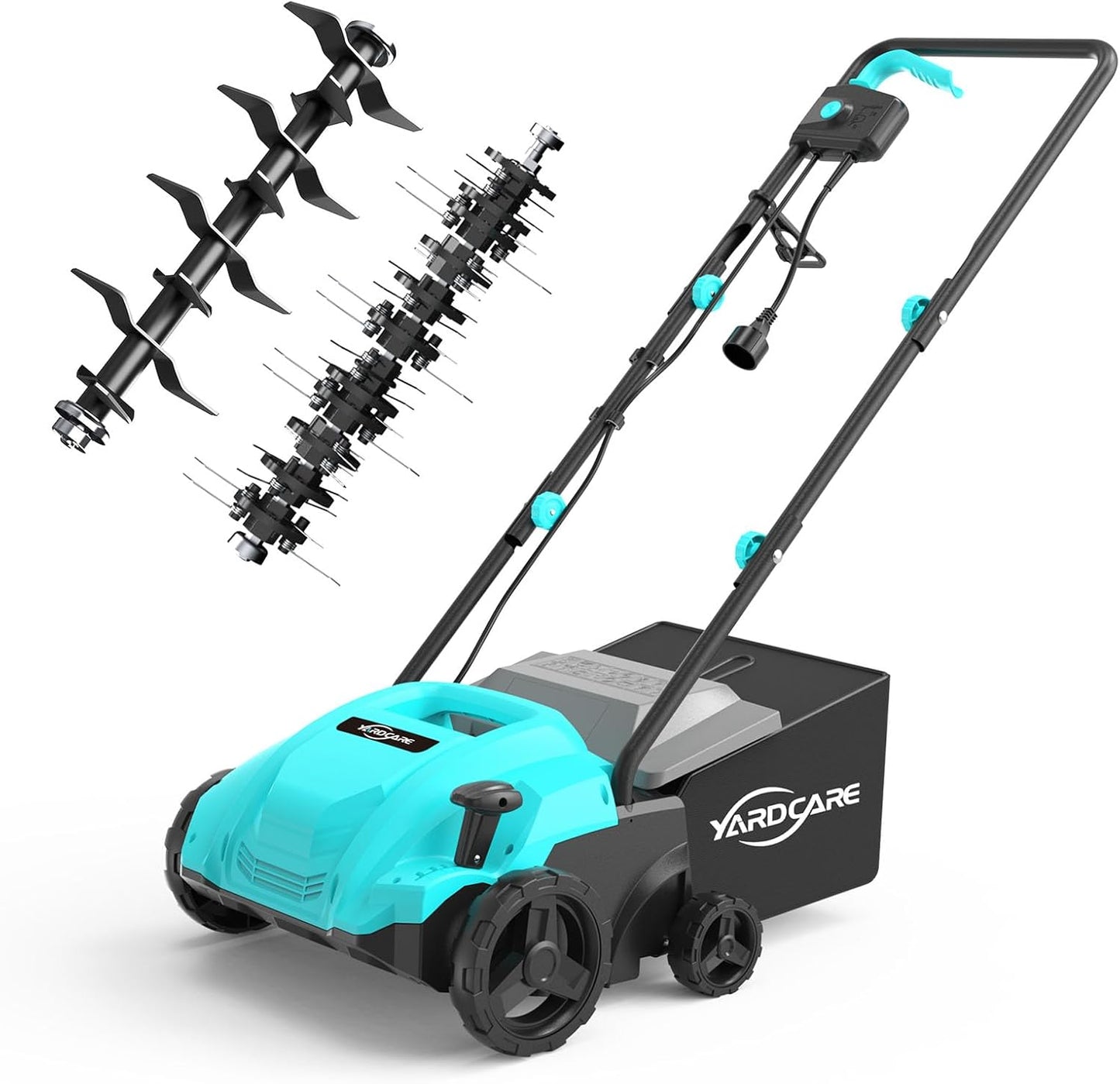 2-in-1 Electric Dethatcher & Scarifier, 13-Inch Electric Lawn Dethatcher with 4-Position Depth Adjustment, 8 gal Thatch Bag, Gray