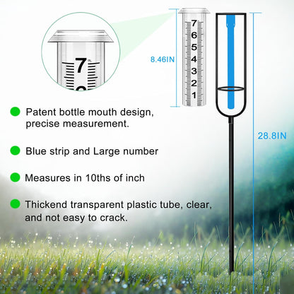 JMBay Rain Gauge Outdoor, Accurate rain gauges Outdoors Best Rated, Tall rain Gauge for Yard with Stake, Decorative rain Measure Gauge for Garden, Deck, Lawn with Large Numbers, Adjustable Height