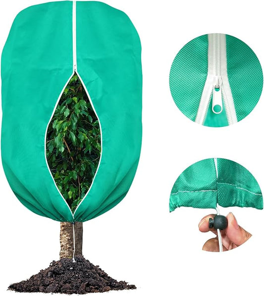 Plant Covers Freeze Protection, 47"W x 70"H Large Frost Cloth Blankets 2.47oz/yd² with Zipper Drawstring, Reusable Frost Tree Covers Shrub Jackets for Winter Outdoor Plants Potted Fruit Tree