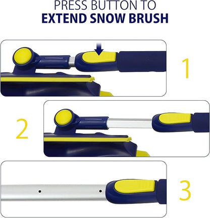 Michelin Snow Brush for Car Windshield (Pack of 2) – Ice Scraper with Extendable 34-49" with Foam Grip, Pivoting Head & Scratch-Free Bristles Heavy-Duty Winter Car Accessory for SUV, Truck, Van, Auto