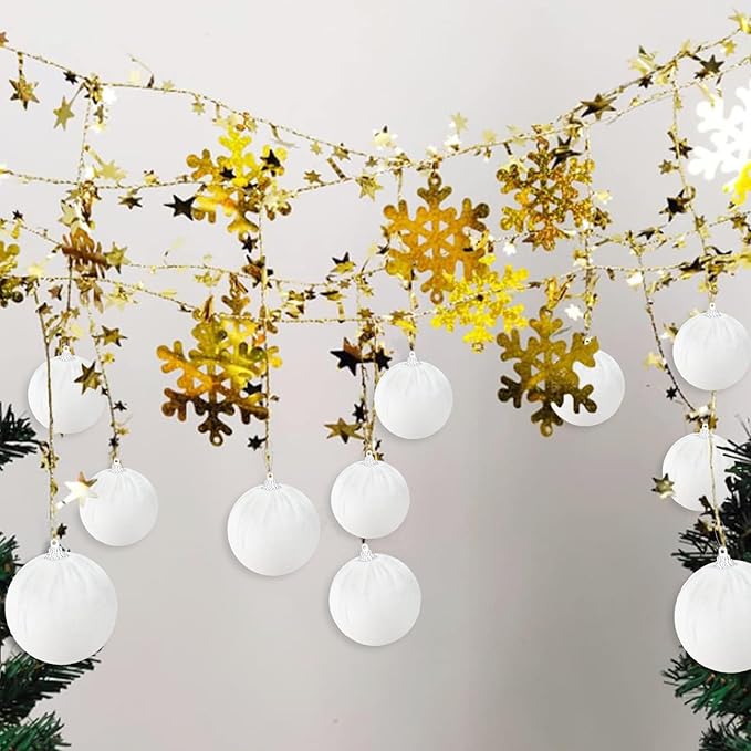 Gresorth 10 Pcs White Velvet Christmas Ball Ornaments White Ornament for Christmas Tree Fabric Hanging Balls Decor Home Fireplace