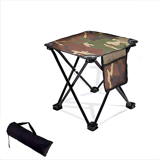 Mini Portable Folding Stool, Camping Fishing Stool for Adults Fishing Hiking Gardening and Beach with Carry Bag, Hold Up to 450lbs(Camouflage) (13" L x 13" W x 13" H)
