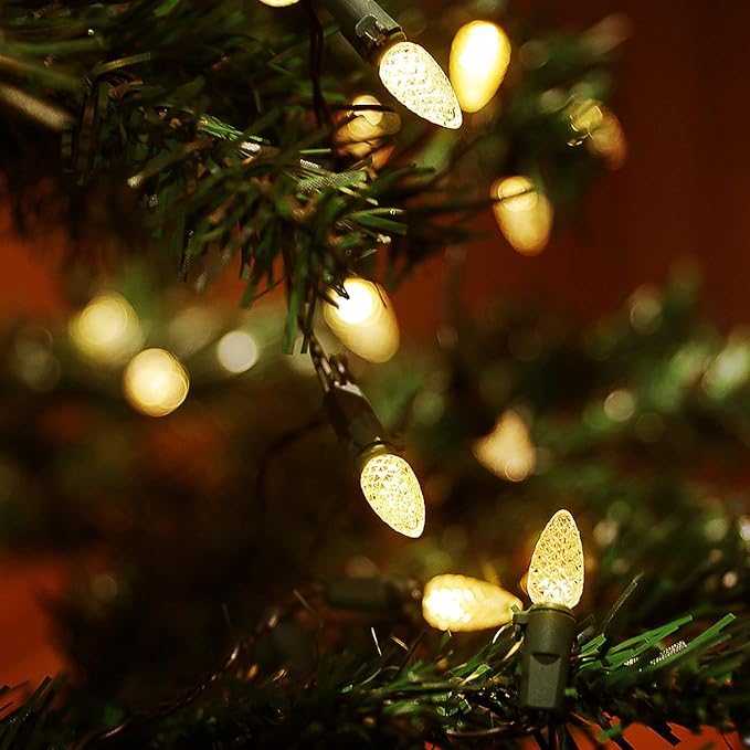Battery Operated String Lights - 18ft 50 LED C3 String Lights Christmas Lights Battery Powered String Lights for Indoor Outdoor Christmas Tree Wreath Party Decoration, Waterproof, Warm White