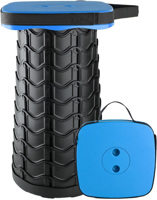 Boreeman Upgraded Collapsible Stool, Square Portable Stool, Lightweight Yet More Sturdy with Load Capacity 400lbs, Perfect for Camping Fishing Hiking BBQ (Square Blue)