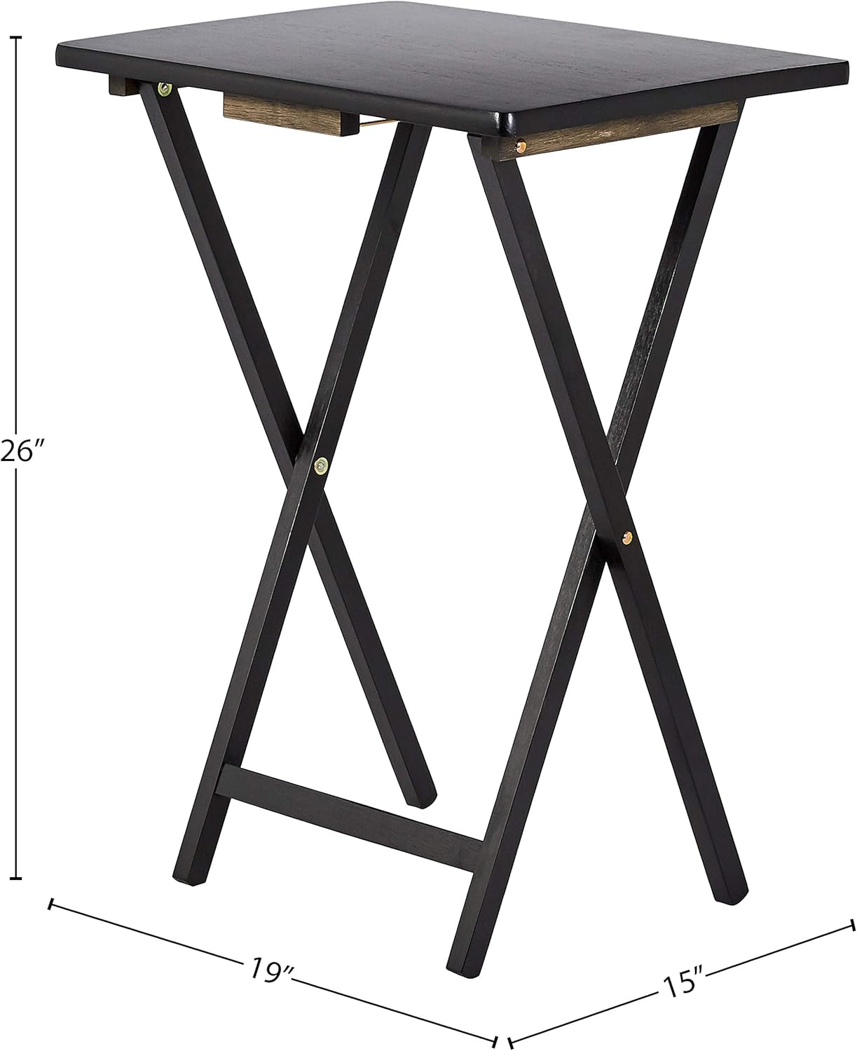 Amazon Basics Portable TV Dinner 4-Pack Rectangular Folding Tray Table with Storage Rack, Black, 15" x 19" x 26"