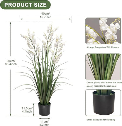 Fake Plants Home Decor Fake Flowers Artificial Plants Outdoor Tall Grass Plant Artificial Pampas Grass Decor Artificial Plants Indoor Fake Grass Living Room Decor Artificial Grass 36“2PCS White